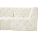  Manufacturer Color_Cream -- Tuft 128" Cream Velvet Upholstered 8 pc Modular Sectional IMAGE 7