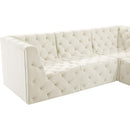  Manufacturer Color_Cream -- Tuft 128" Cream Velvet Upholstered 8 pc Modular Sectional IMAGE 9