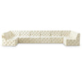  Manufacturer Color_Cream -- Tuft 186" Cream Velvet Upholstered 8 pc Modular Sectional IMAGE 1