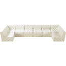  Manufacturer Color_Cream -- Tuft 186" Cream Velvet Upholstered 8 pc Modular Sectional IMAGE 4