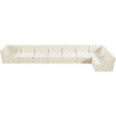  Manufacturer Color_Cream -- Tuft 215" Cream Velvet Upholstered 8 pc Modular Sectional IMAGE 8