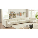 Manufacturer Color_Cream -- Tuft 215" Cream Velvet Upholstered 9 pc Modular Sectional IMAGE 2