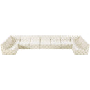  Manufacturer Color_Cream -- Tuft 215" Cream Velvet Upholstered 9 pc Modular Sectional IMAGE 4