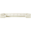  Manufacturer Color_Cream -- Tuft 215" Cream Velvet Upholstered 9 pc Modular Sectional IMAGE 5
