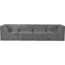  Manufacturer Color_Grey -- Tuft 128" Grey Velvet Upholstered 4 pc Modular Sofa IMAGE 5