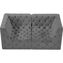  Manufacturer Color_Grey -- Tuft 70" Grey Velvet Upholstered 2 pc Modular Loveseat IMAGE 4