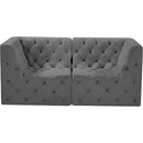  Manufacturer Color_Grey -- Tuft 70" Grey Velvet Upholstered 2 pc Modular Loveseat IMAGE 5