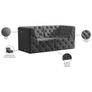 Meridian Tuft Grey Velvet Modular Sofa IMAGE 8