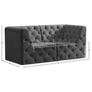  Manufacturer Color_Grey -- Tuft 70" Grey Velvet Upholstered 2 pc Modular Loveseat IMAGE 9