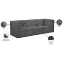  Manufacturer Color_Grey -- Tuft 99" Grey Velvet Upholstered 3 pc Modular Sofa IMAGE 10