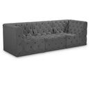  Manufacturer Color_Grey -- Tuft 99" Grey Velvet Upholstered 3 pc Modular Sofa IMAGE 1