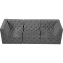  Manufacturer Color_Grey -- Tuft 99" Grey Velvet Upholstered 3 pc Modular Sofa IMAGE 5
