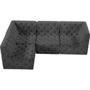  Manufacturer Color_Grey -- Tuft 99" Grey Velvet Upholstered 4 pc Modular Sectional IMAGE 10