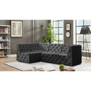  Manufacturer Color_Grey -- Tuft 99" Grey Velvet Upholstered 4 pc Modular Sectional IMAGE 4