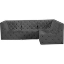  Manufacturer Color_Grey -- Tuft 99" Grey Velvet Upholstered 4 pc Modular Sectional IMAGE 7