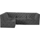 Meridian Tuft Grey Velvet Modular Sectional IMAGE 8