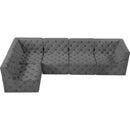  Manufacturer Color_Grey -- Tuft 128" Grey Velvet Upholstered 5 pc Modular Sectional IMAGE 10