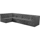  Manufacturer Color_Grey -- Tuft 128" Grey Velvet Upholstered 5 pc Modular Sectional IMAGE 2
