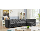  Manufacturer Color_Grey -- Tuft 128" Grey Velvet Upholstered 5 pc Modular Sectional IMAGE 3