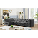  Manufacturer Color_Grey -- Tuft 128" Grey Velvet Upholstered 5 pc Modular Sectional IMAGE 4