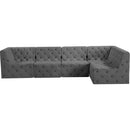  Manufacturer Color_Grey -- Tuft 128" Grey Velvet Upholstered 5 pc Modular Sectional IMAGE 7