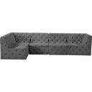  Manufacturer Color_Grey -- Tuft 128" Grey Velvet Upholstered 5 pc Modular Sectional IMAGE 8
