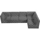  Manufacturer Color_Grey -- Tuft 128" Grey Velvet Upholstered 5 pc Modular Sectional IMAGE 9