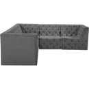  Manufacturer Color_Grey -- Tuft 99" Grey Velvet Upholstered 5 pc Modular Sectional IMAGE 3