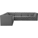  Manufacturer Color_Grey -- Tuft 128" Grey Velvet Upholstered 6 pc Modular Sectional IMAGE 10