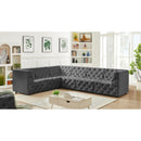 Manufacturer Color_Grey -- Tuft 128" Grey Velvet Upholstered 6 pc Modular Sectional IMAGE 4