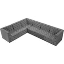  Manufacturer Color_Grey -- Tuft 128" Grey Velvet Upholstered 6 pc Modular Sectional IMAGE 8