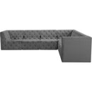  Manufacturer Color_Grey -- Tuft 128" Grey Velvet Upholstered 6 pc Modular Sectional IMAGE 9