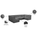  Manufacturer Color_Grey -- Tuft 128" Grey Velvet Upholstered 6 pc Modular Sectional IMAGE 15