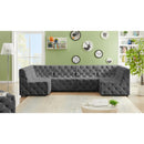  Manufacturer Color_Grey -- Tuft 128" Grey Velvet Upholstered 6 pc Modular Sectional IMAGE 2
