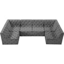  Manufacturer Color_Grey -- Tuft 128" Grey Velvet Upholstered 6 pc Modular Sectional IMAGE 5