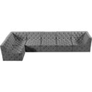  Manufacturer Color_Grey -- Tuft 157" Grey Velvet Upholstered 6 pc Modular Sectional IMAGE 10