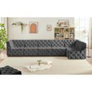  Manufacturer Color_Grey -- Tuft 157" Grey Velvet Upholstered 6 pc Modular Sectional IMAGE 3