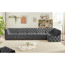 Meridian Tuft Grey Velvet Modular Sectional IMAGE 3