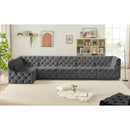 Manufacturer Color_Grey -- Tuft 157" Grey Velvet Upholstered 6 pc Modular Sectional IMAGE 4
