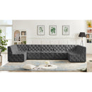  Manufacturer Color_Grey -- Tuft 157" Grey Velvet Upholstered 7 pc Modular Sectional IMAGE 2