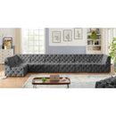  Manufacturer Color_Grey -- Tuft 186" Grey Velvet Upholstered 7 pc Modular Sectional IMAGE 4