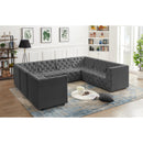  Manufacturer Color_Grey -- Tuft 128" Grey Velvet Upholstered 8 pc Modular Sectional IMAGE 2