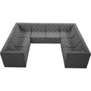 Meridian Tuft Grey Velvet Modular Sectional IMAGE 6