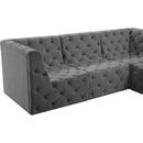  Manufacturer Color_Grey -- Tuft 128" Grey Velvet Upholstered 8 pc Modular Sectional IMAGE 9