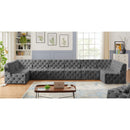  Manufacturer Color_Grey -- Tuft 186" Grey Velvet Upholstered 8 pc Modular Sectional IMAGE 2