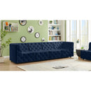  Manufacturer Color_Navy -- Tuft 128" Navy Velvet Upholstered 4 pc Modular Sofa IMAGE 2
