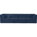  Manufacturer Color_Navy -- Tuft 128" Navy Velvet Upholstered 4 pc Modular Sofa IMAGE 5