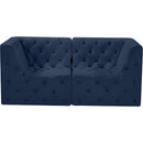  Manufacturer Color_Navy -- Tuft 70" Navy Velvet Upholstered 2 pc Modular Loveseat IMAGE 5