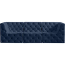  Manufacturer Color_Navy -- Tuft 99" Navy Velvet Upholstered 3 pc Modular Sofa IMAGE 6