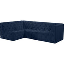  Manufacturer Color_Navy -- Tuft 99" Navy Velvet Upholstered 4 pc Modular Sectional IMAGE 2